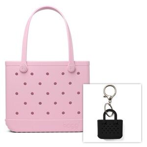 BOGG BAG COLOR BEACH HYDRANGEA VINYL HARD-SIDE SHOULDER HANDBAG WITH KEYCHAIN